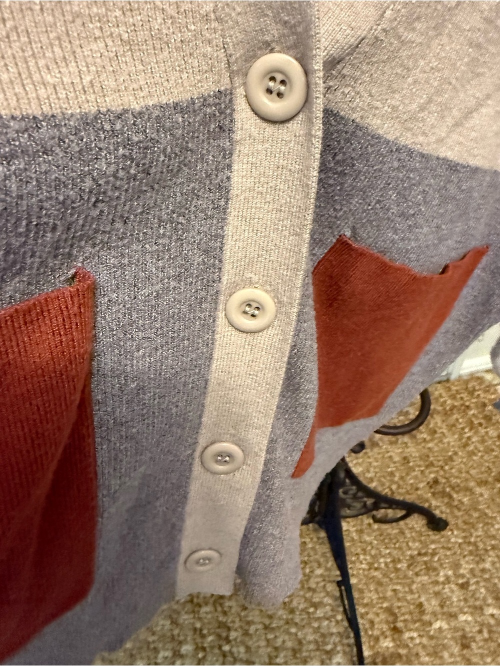 Aaeda Colorblock Soft Button Down Grandpa Knit Cardigan LS L - Picture 10 of 11